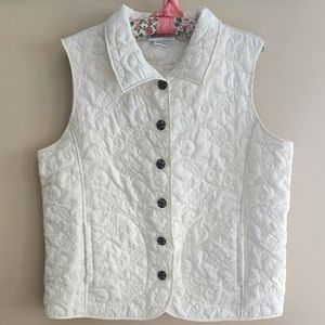 Quilted Vest with Floral Stitching by North Style